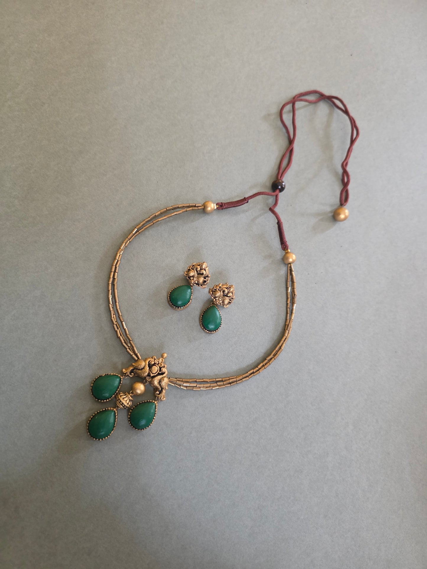 Emerald Droplet Terracotta Jewellery