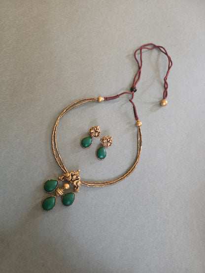 Emerald Droplet Terracotta Jewellery
