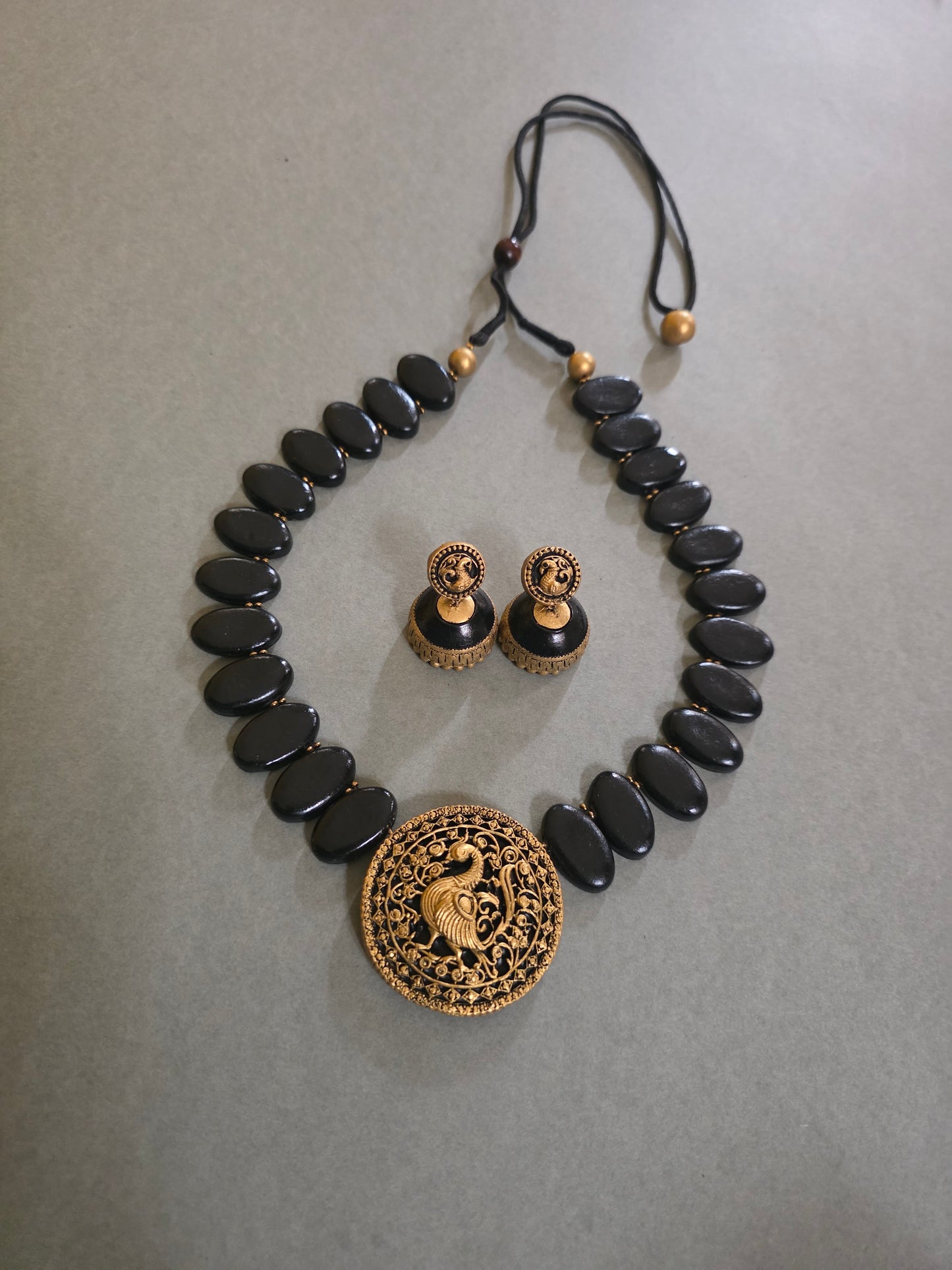 Midnight Peafowl Terracotta Jewellery