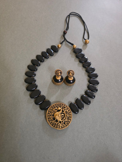 Midnight Peafowl Terracotta Jewellery