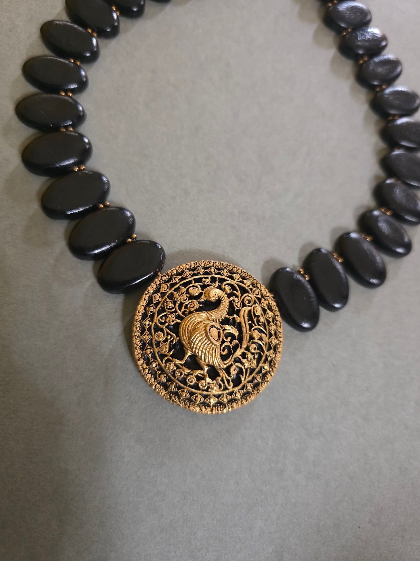 Midnight Peafowl Terracotta Jewellery