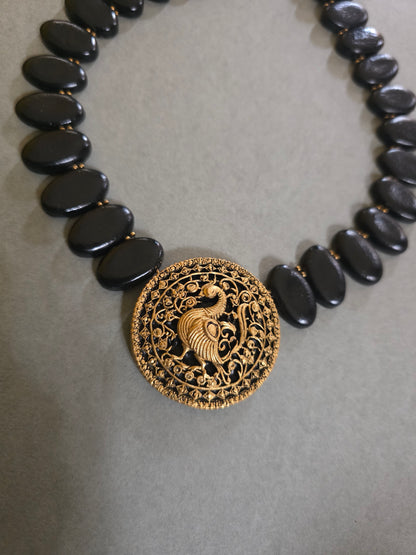 Midnight Peafowl Terracotta Jewellery