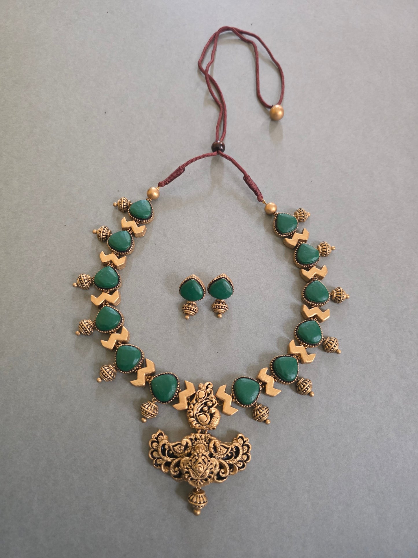 Emerald Peacock Terracotta Jewellery