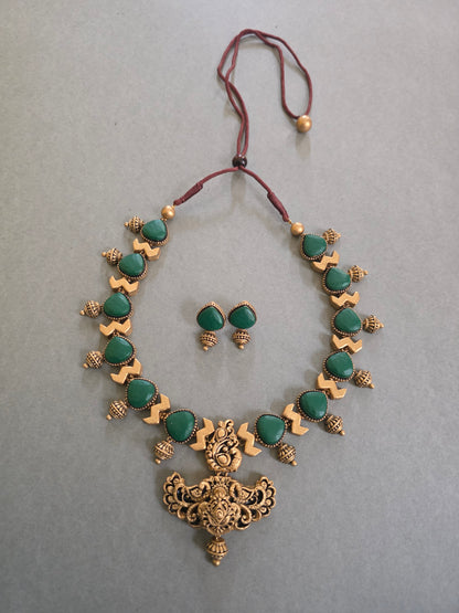 Emerald Peacock Terracotta Jewellery
