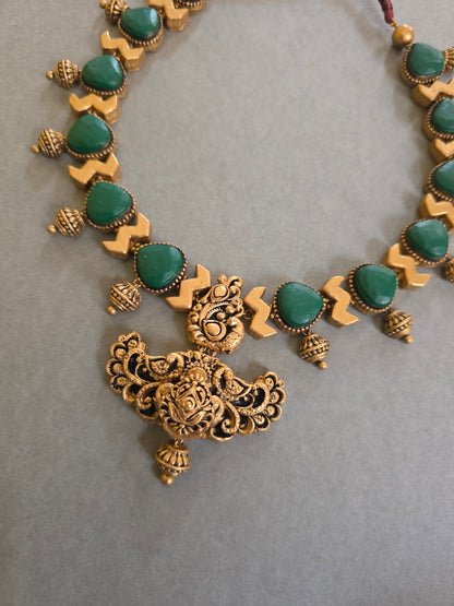 Emerald Peacock Terracotta Jewellery