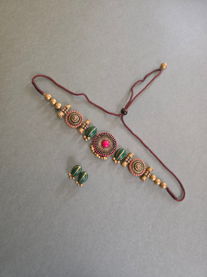 Emerald Mandala Terracotta Jewellery