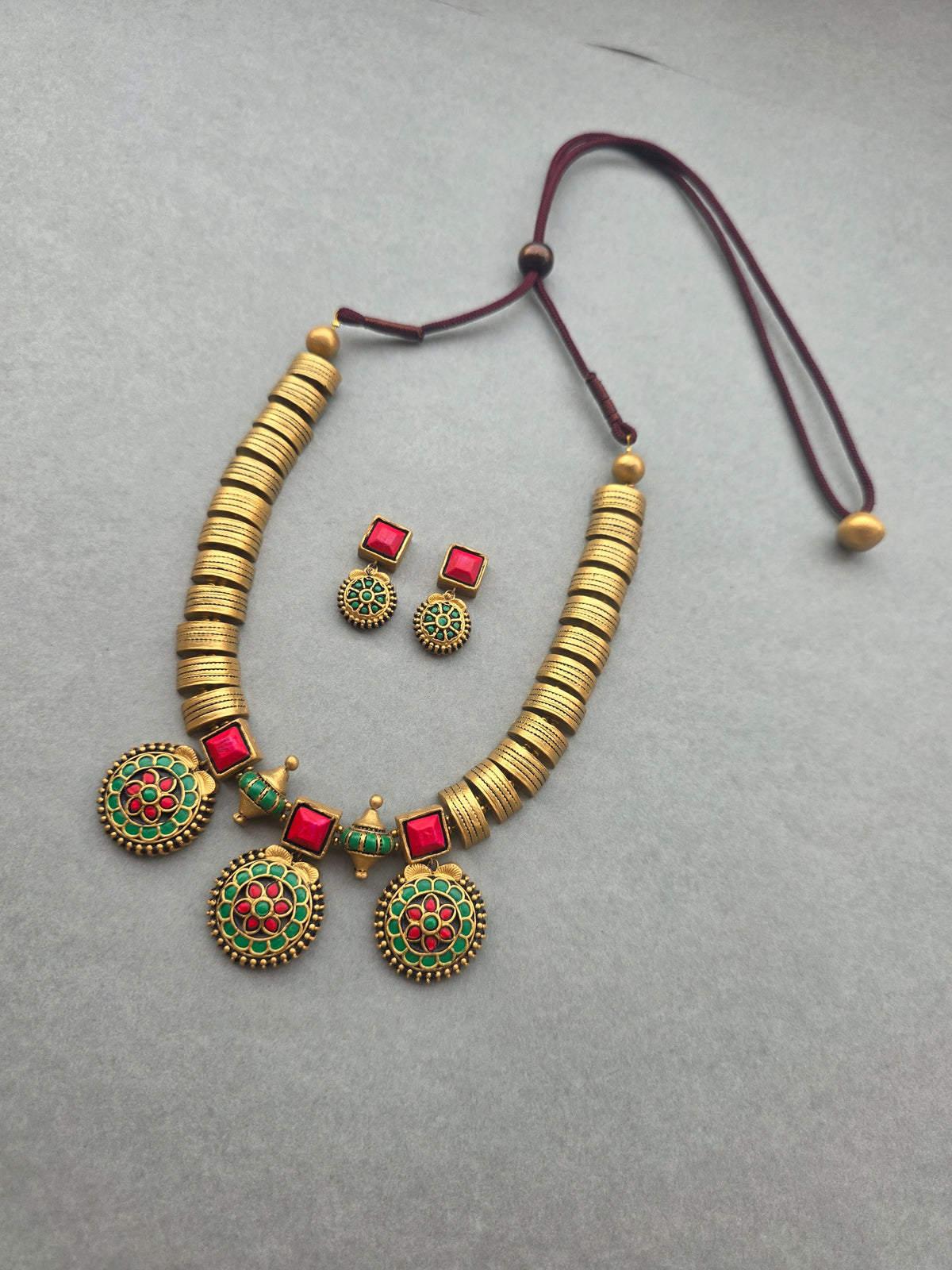 Ruby Floral Terracotta Jewellery Set