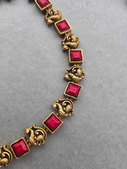 Crimson Temple Terracotta Jewellery Set