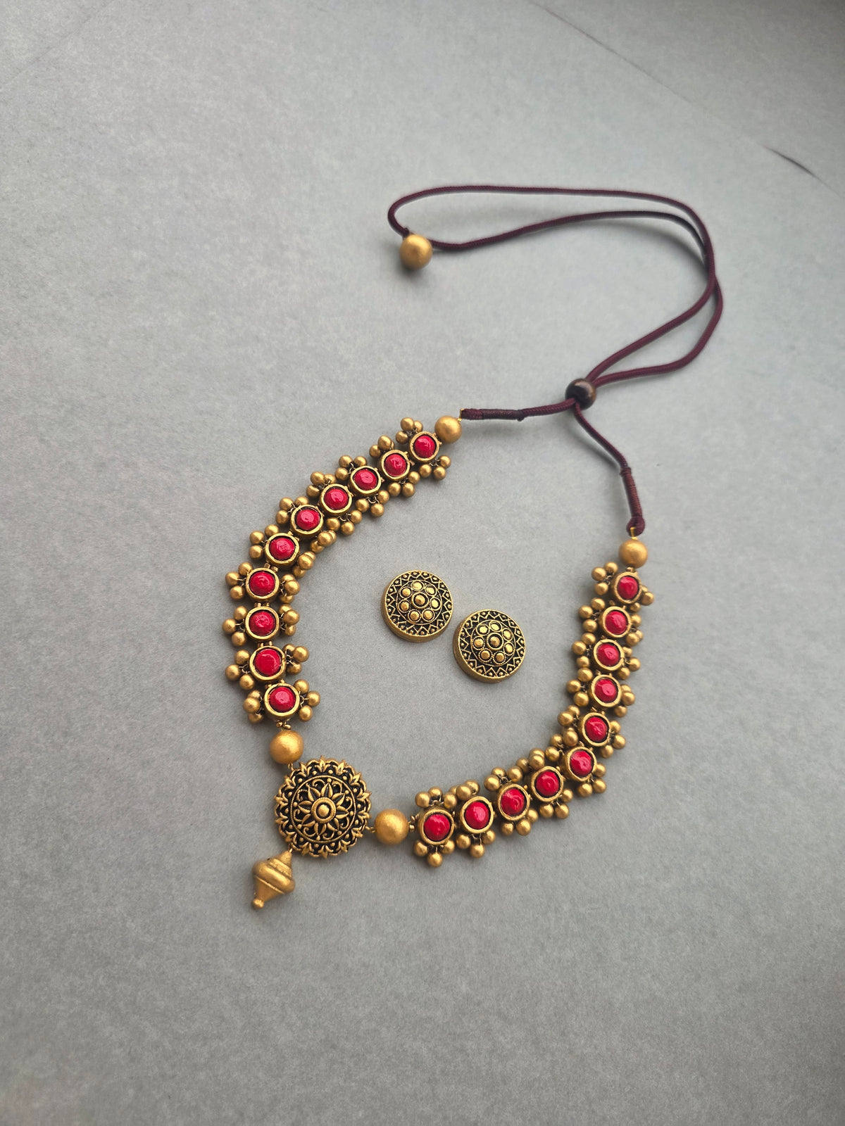 Ruby Blossom Terracotta Jewellery Set