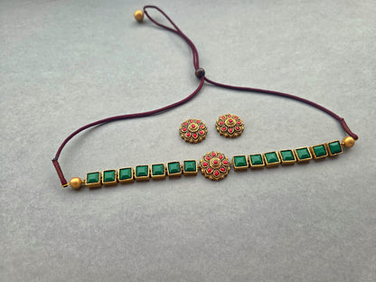 Emerald Floral Terracotta Jewellery Set