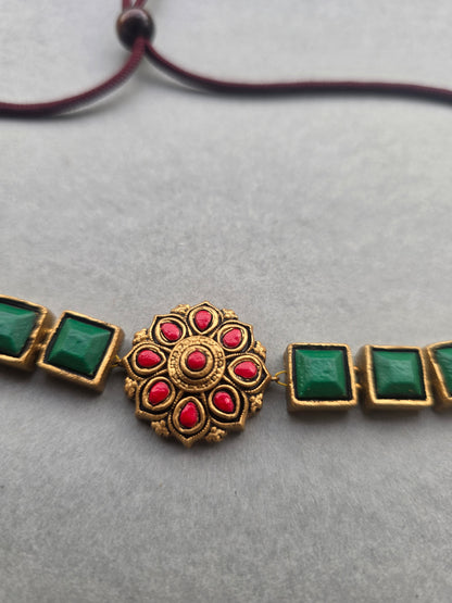Emerald Floral Terracotta Jewellery Set