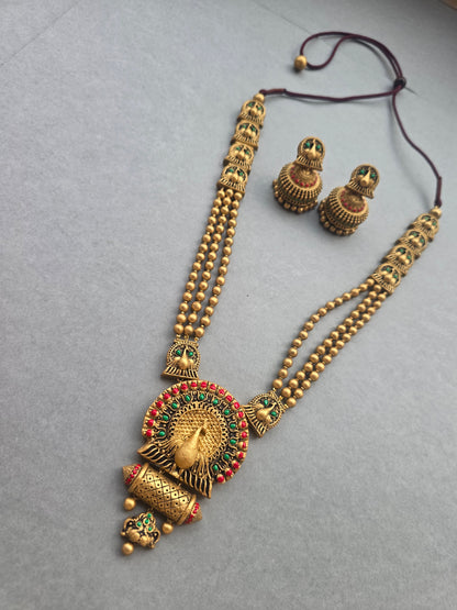 Royal Peacock Terracotta Jewellery Set