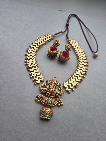 Divine Chevron Terracotta Jewellery Set