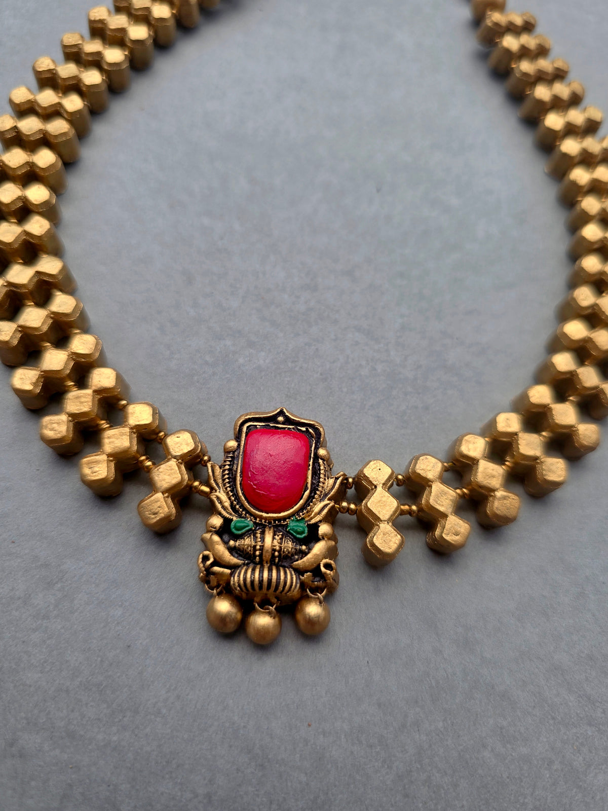 Golden Geometric Terracotta Jewellery Set