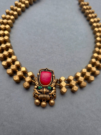 Golden Geometric Terracotta Jewellery Set