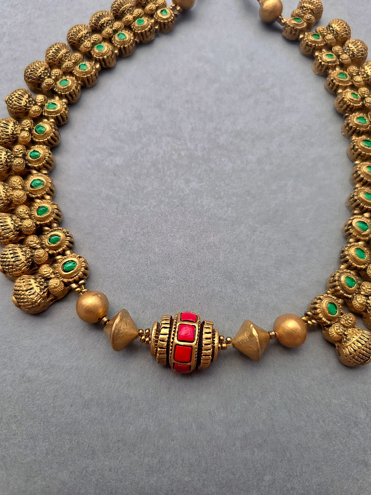 Golden Beaded Terracotta Jewellery Set