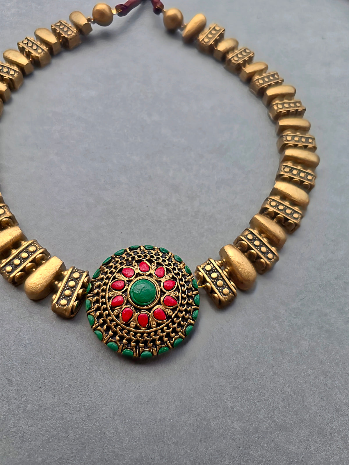 Golden Medallion Terracotta Jewellery Set
