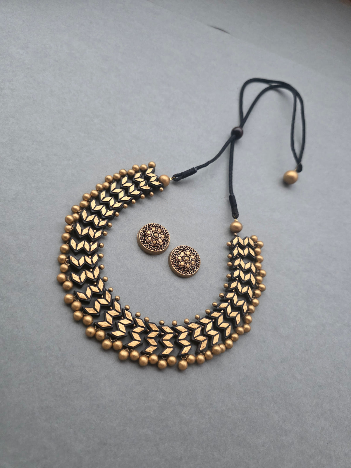 Midnight Chevron Terracotta Jewellery Set