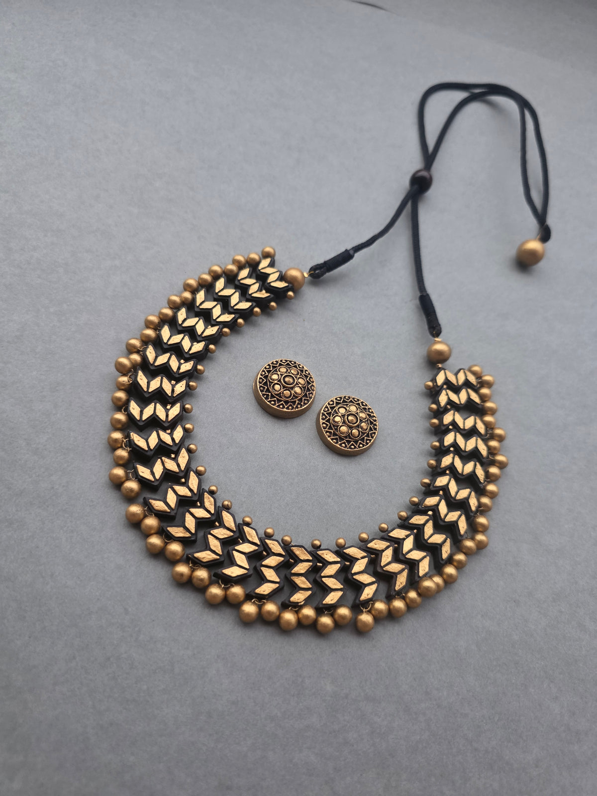 Midnight Chevron Terracotta Jewellery Set