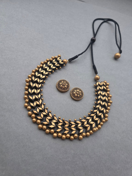 Midnight Chevron Terracotta Jewellery Set