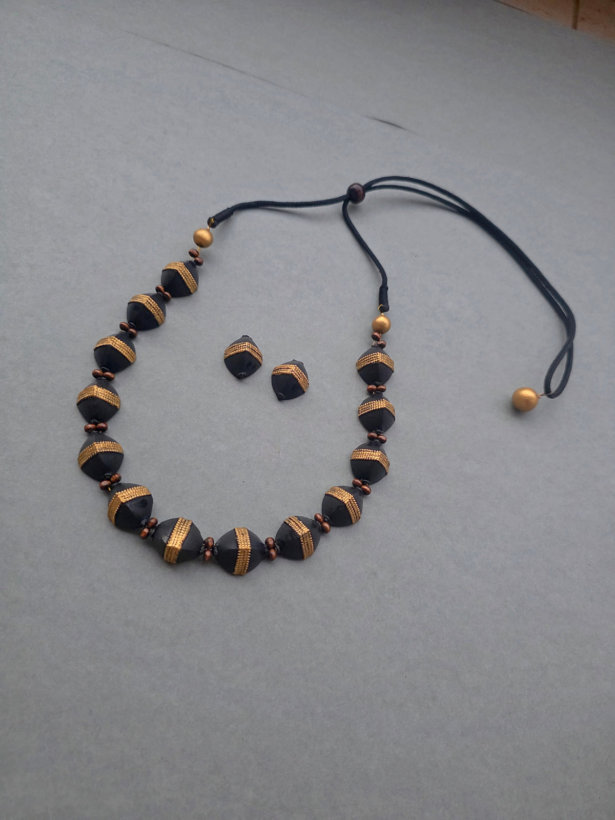 Midnight Beaded Terracotta Jewellery Set