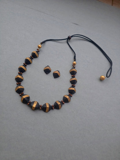 Midnight Beaded Terracotta Jewellery Set