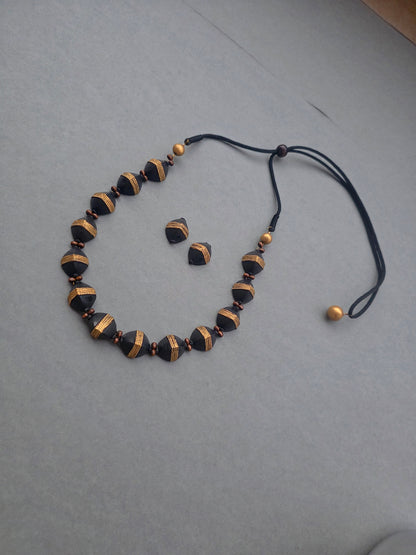 Midnight Beaded Terracotta Jewellery Set