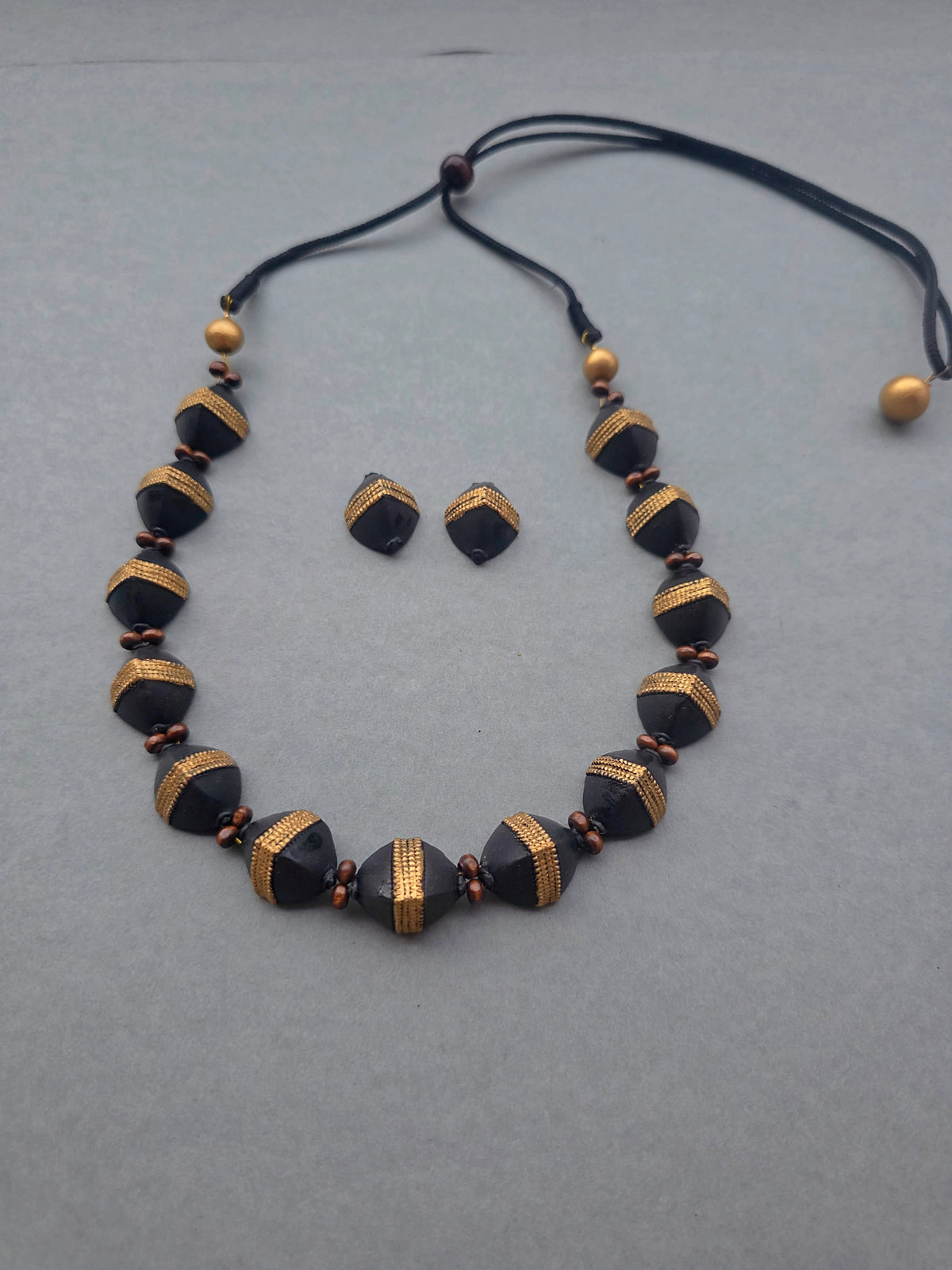 Midnight Beaded Terracotta Jewellery Set