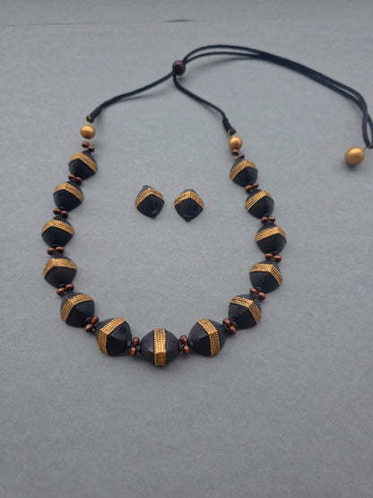 Midnight Beaded Terracotta Jewellery Set