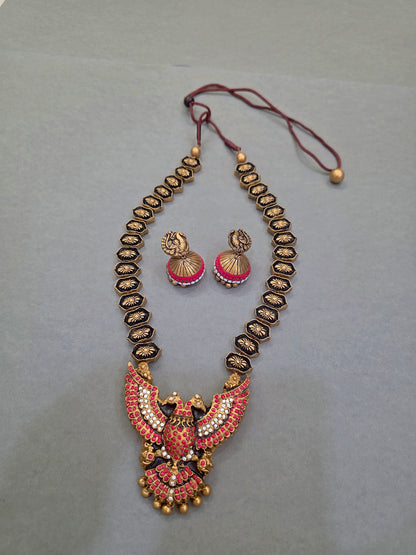 Royal Double Peacock Terracotta Jewellery Set
