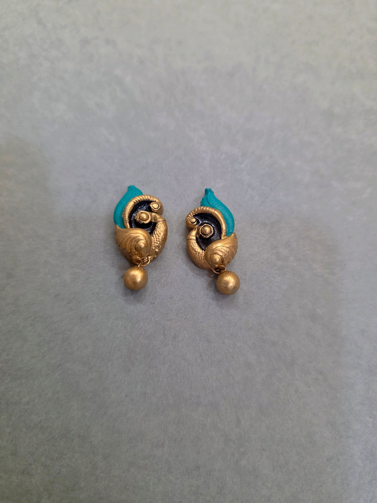 Turquoise Peacock Terracotta Jewellery Set