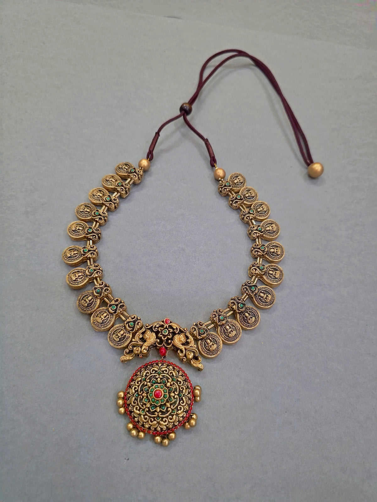 Golden Coin Medallion Terracotta Jewellery Set