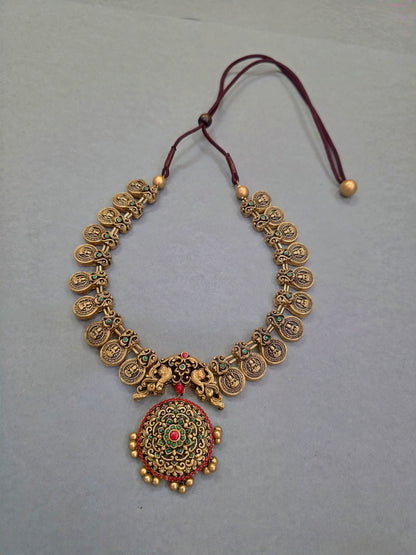 Golden Coin Medallion Terracotta Jewellery Set