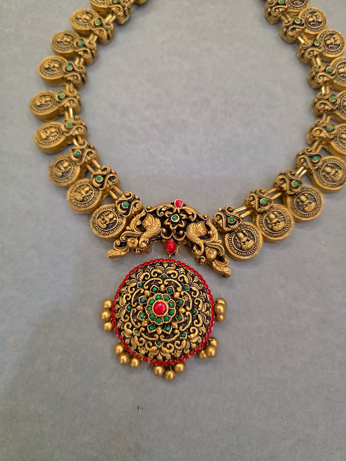 Golden Coin Medallion Terracotta Jewellery Set