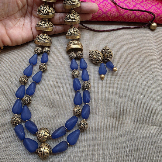 Blue Dual Strand Fusion Terracotta Jewellery