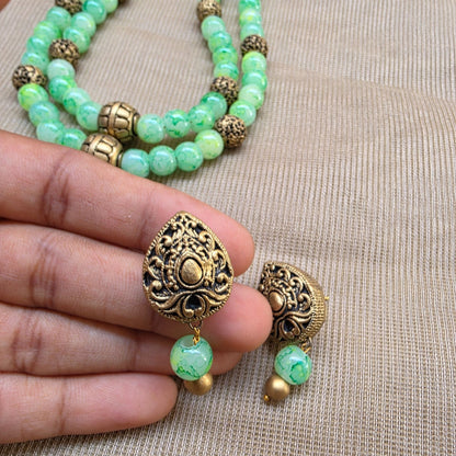 Green Dual Strand Fusion Terracotta Jewellery