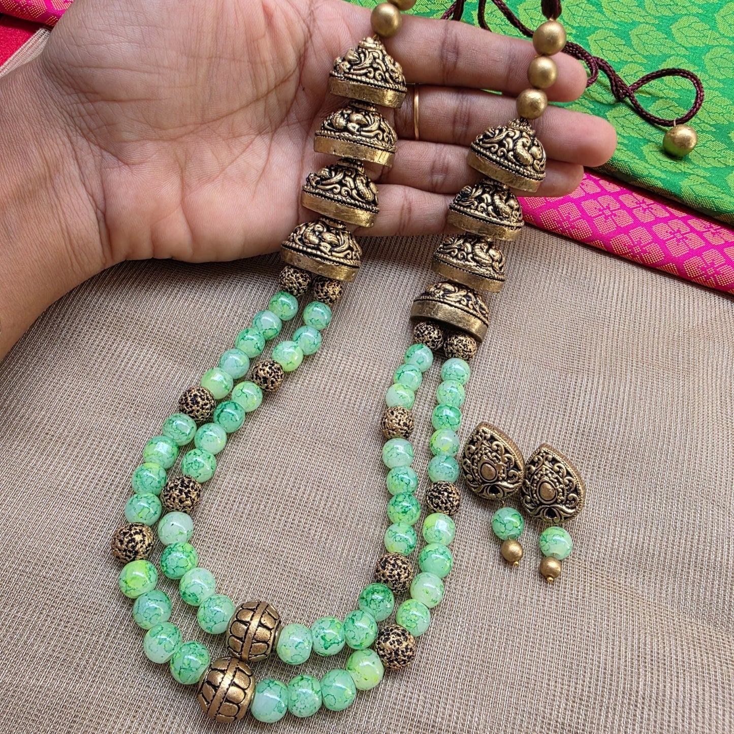 Green Dual Strand Fusion Terracotta Jewellery