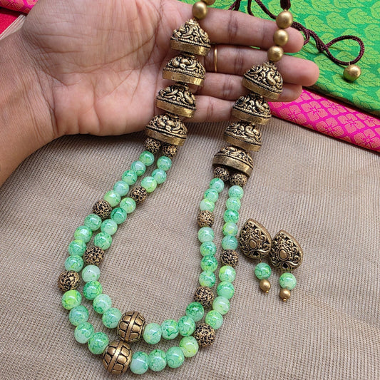 Green Dual Strand Fusion Terracotta Jewellery