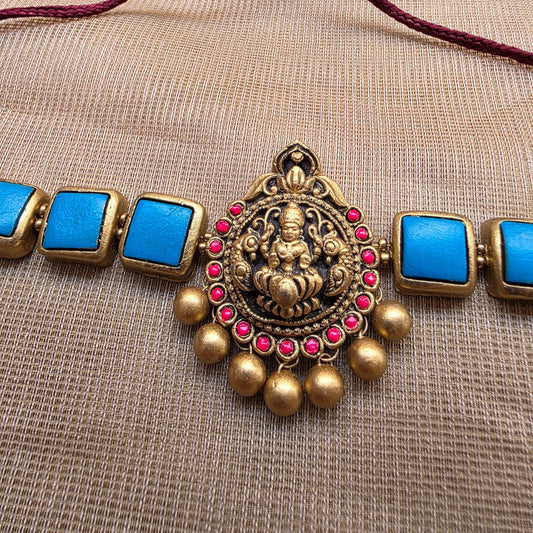 Lakshmi Choker Terracotta Jewellery Blue
