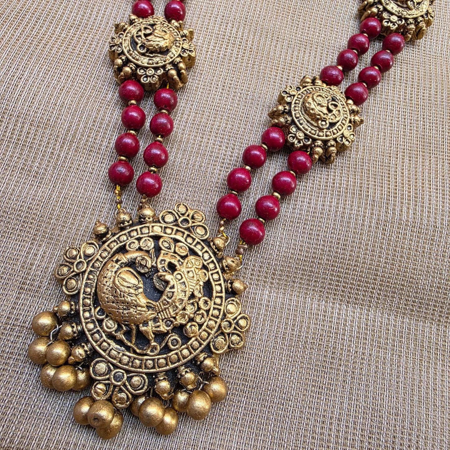 Maroon Mayura Terracotta Jewellery