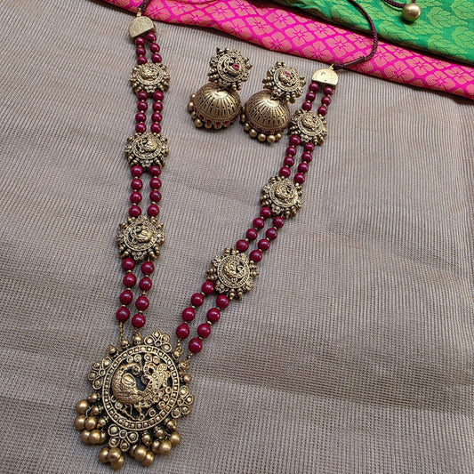Maroon Mayura Terracotta Jewellery
