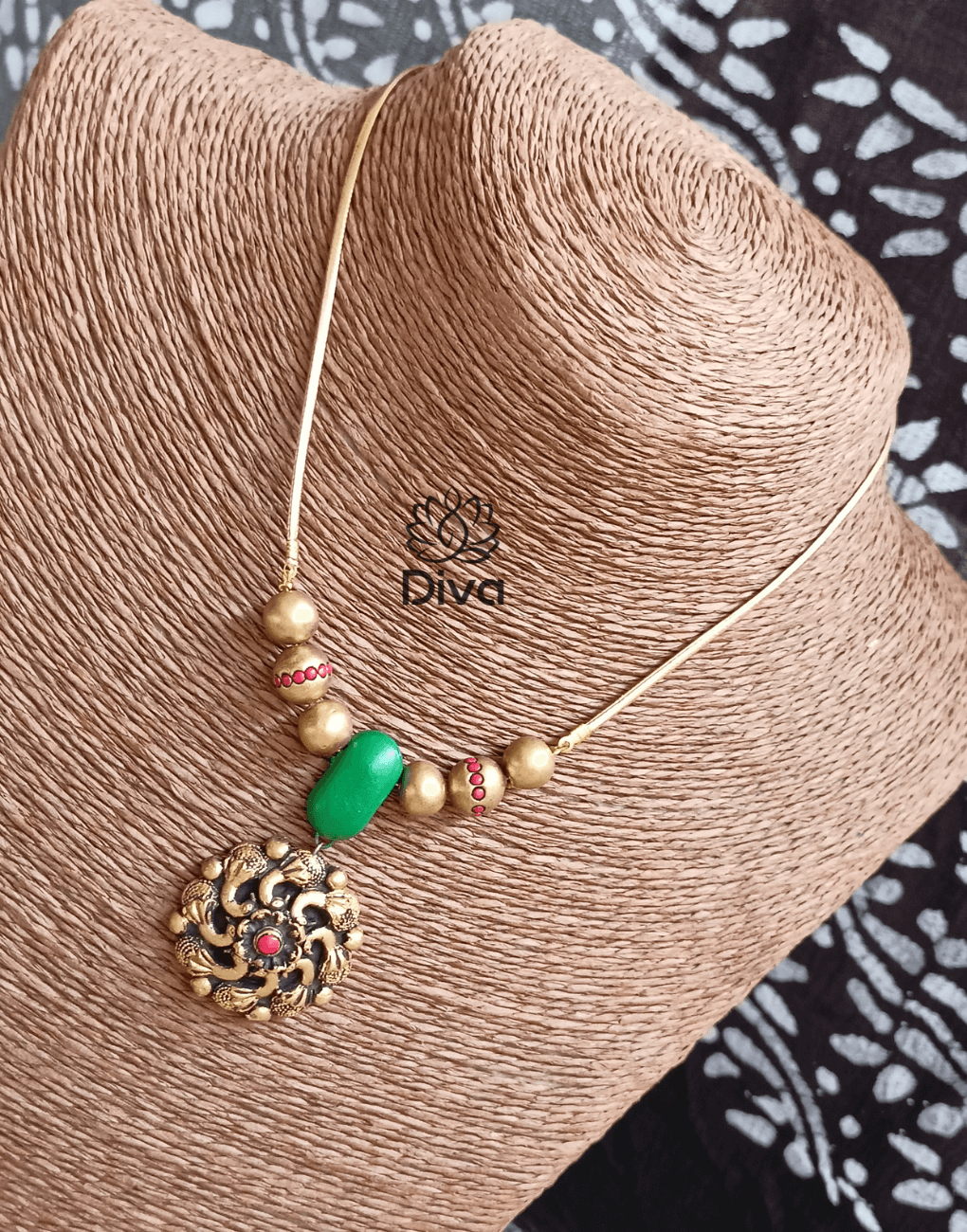 Green Floral Drop Terracotta Jewellery