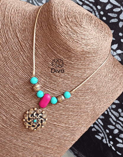 Blue Floral Drop Terracotta Jewellery
