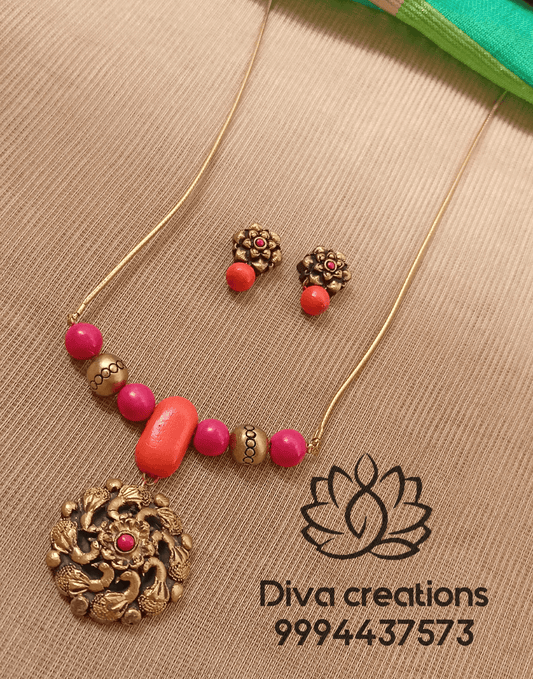 Orange Floral Drop Terracotta Jewellery