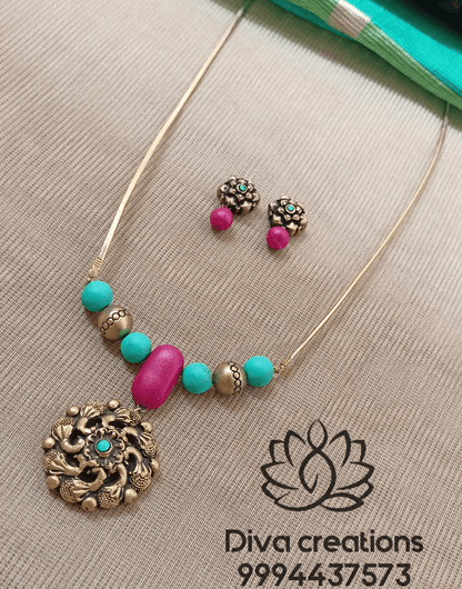 Blue Floral Drop Terracotta Jewellery