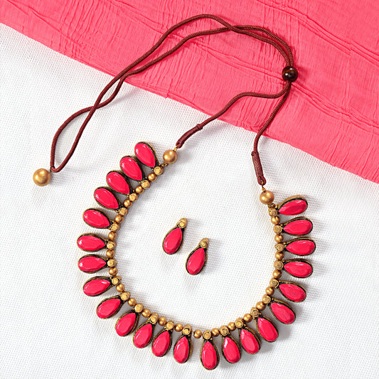 Vibrant Pink Drop Terracotta Jewellery