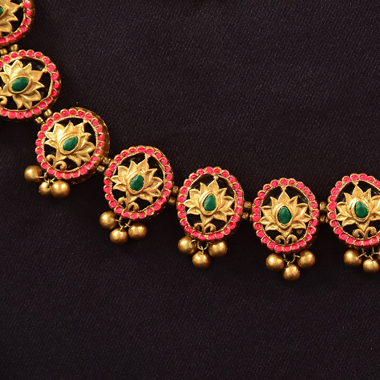 Lotus Motif Terracotta Jewellery Set