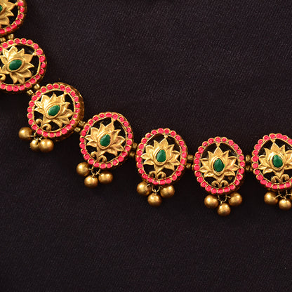 Lotus Motif Terracotta Jewellery Set