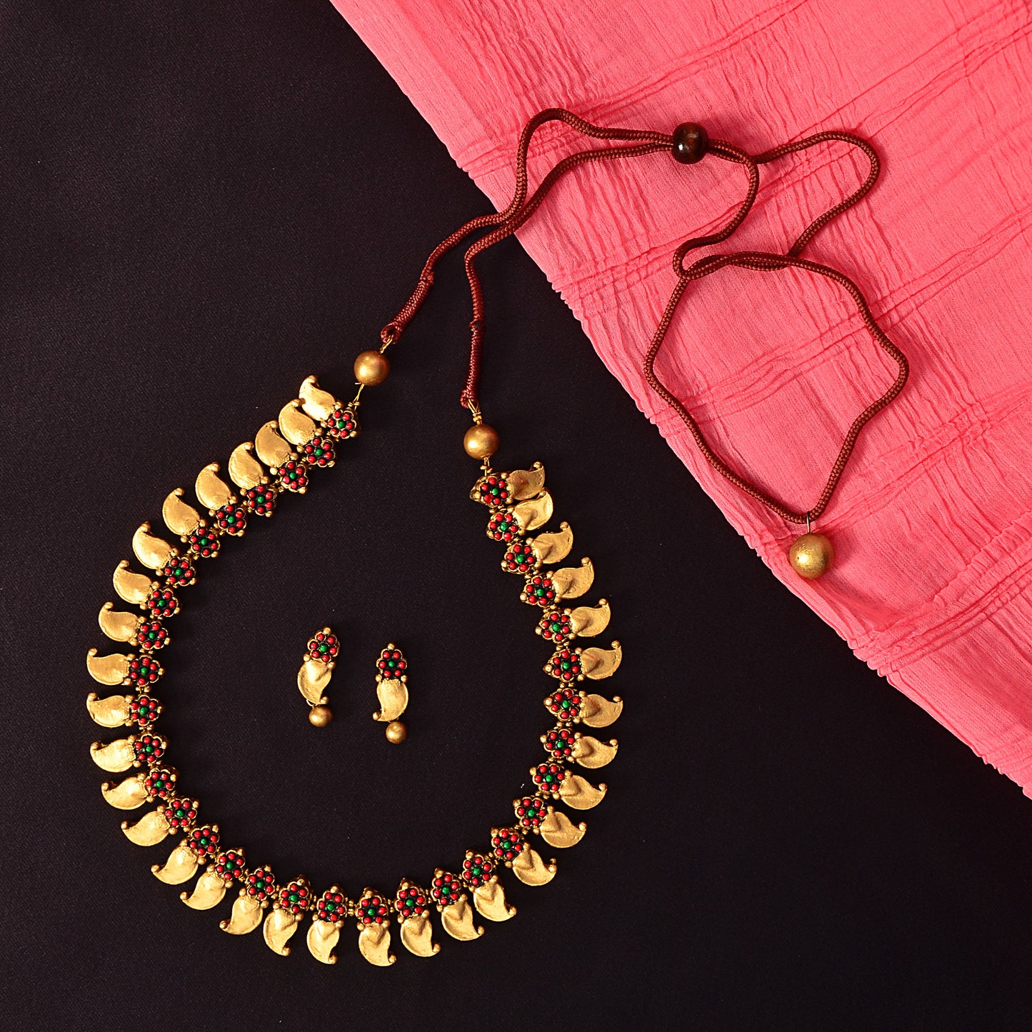 Golden Leaf Terracotta Jewellery Set