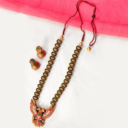 Golden Peacock Terracotta Jewellery Set